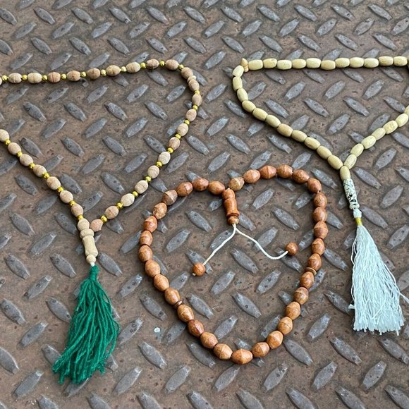 Tasbeeh Lot of 3 Prayer Beads Muslim Tasbeh Real Wood Handmade Beads - Picture 1 of 9